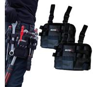 Holster Z 2.0 Tool Pouch, Multi-Tool Electrician Tools Pouch with Leg Tool Belt, Tactical Work Bag for Electrician, Repairman, HVAC Techs, Black with Belt Clip (Black *2)