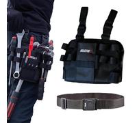 Holster Z 2.0 Tool Pouch, Multi-Tool Electrician Tools Pouch with Leg Tool Belt, Tactical Work Bag for Electrician, Repairman, HVAC Techs, Black with Belt Clip (Black *1 + Belt)
