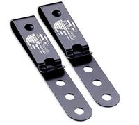 HolsterSmith Universal Metal Belt Clip for Holster Making - (Model 5) - (3-Hole) - (Tactical Black) - (w/Punisher Skull - We The People Engraving) - (2 Pack)