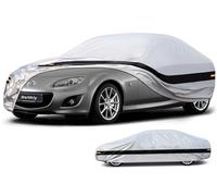Holthly 10 Layer Car Cover Waterproof All Weather for Coupe,100% Waterproof Outdoor Car Covers Custom Fit for Mazda Miata MX5 MX-5, Toyota Mr2, Pontiac Solstice, Kia Rio,etc Silver