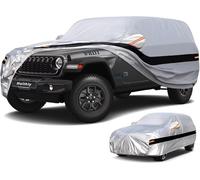 Holthly 10 Layers Car Cover Custom Fit for Jeep Wrangler 4Door 4dr, Waterproof All Weather for Automobiles, Outdoor Full Cover Sun Dust Rain Protection with Cotton. Silver