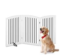 HOLTICO Wooden Pet Gate for Dogs, Freestanding Foldable Dog Safety Barrier with Support Feet for Dogs Puppy,Indoor Doggy Fence for Stair, Doorway, Step Over Pet Puppy Safety Fence (White-3PCS, 32")