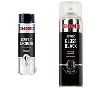 Holts LOYSIMP22C Simoniz Clear Acrylic Lacquer, 500 ml & SIMP15 Simoniz Acrylic Aerosol Paint, Black, 500ml