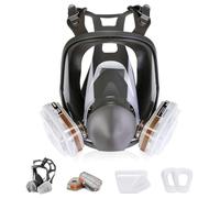 HOLULO Full Face Respirator Mask Cover, 15 in 1 Reusable Full Face Dust Mask with 10 Replaceable Filters, Safety Organic Vapor Cover for Spray Painting, Sanding, Epoxy Resin, Formaldehyde & Dust