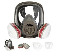 HOLULO Full Face Respirator Mask with Dual Filter & Front Port, Reusable Safety Mask with Replaceable Filters for Painting, Sanding, Chemical & Dust Protection