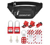 HOLULO Lock Off Kit for Electricians, Lockout Tagout Kit with Safety Padlocks, Circuit Breaker Lockout Devices, Lockout Tags, Hasp and Storage Pouch for Electrical Maintenance