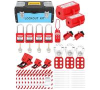 HOLULO Lockout Tagout Kit, Safety Lockout Padlock, 10 Lockout Tag, 4 Safety Padlock,4 Lockout Hasp,5 Breaker Lockout, 2 Plug Lockout, Tool Box, Plastic Buckle