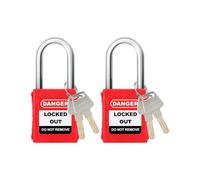 HOLULO Safety Lockout Padlock, 2 Padlocks with 4 Keys, Lock Off Kit Security Outdoor Padlock Weatherproof Steel Shackle, Red Safety Locks Off kit for Electricians/Industrial Site