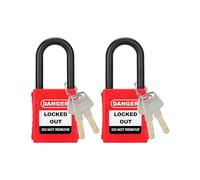 HOLULO Safety Lockout Padlock,Lock Off Kit Security Nylon Insulation Outdoor Padlock, Safety Padlocks Set with 4 Keys, Red Safety Locks off kit for electricians/Industrial Site (2 Pcs Locks with keys)