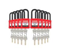 HOLULO Safety Lockout Padlocks with Keys, 10 Padlocks with 20 Keys Different, Insulation Outdoor Padlock,Red Safety Locks Off kit for Electricians