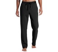 Holure Men's Fleece Yoga Sweatpants Joggers - Drawstring, Standard Straight-Leg & Open Bottom for Winter Yoga, Sports & Lounge 01-Black-M
