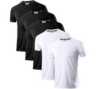 Holure Men's Quick-Dry Sportswear T-Shirts,5 Pack Breathable Moisture Wicking Gym Tops for Training & Workout,Short Sleeve Tees Black/Black/Black/White/White 5P06-3XL