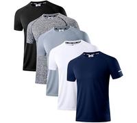 Holure Men's Quick-Dry Sportswear T-Shirts,5 Pack Breathable Moisture Wicking Gym Tops for Training & Workout,Short Sleeve Tees Navy Blue/White/Grey/Hemp Grey/Black 5P03-S