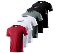 Holure Men's Quick-Dry Sportswear T-Shirts,6 Pack Breathable Moisture Wicking Gym Tops for Training & Workout,Short Sleeve Tees Black/Black/Dark Grey/White/White/Red 6P01-M