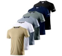 Holure Men's Quick-Dry Sportswear T-Shirts,6 Pack Breathable Moisture Wicking Gym Tops for Training & Workout,Short Sleeve Tees Black/Navy/Dark Grey/Grey/White/Khaki 6P02-S