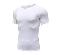 Holure Men's Workout Athletic Compression T-Shirt Short Sleeve Running Shirts White M