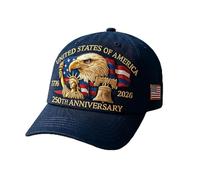 HOLVA 250 Anniversary USA Hat with 2 Pins, United States 250th Celebration Hat, Retro Embroidered Patriotic Baseball Cap (Blue)