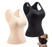 HOLVA Womens U Neck Shapewear Built-in Bra Tank, High Strechy Sleeveless Tummy and Waist Control Shapewear Tank Tops