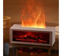 Holwim Aroma Diffuser with LED Fireplace, Fragrance Oil Diffuser for Essential Oils with 7-Colour Light Flame Effect, 150 ml Humidifier with Remote Control, 4 Timers, Waterless Automatic Shut-Off