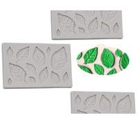HOLXINES 3 Pcs Leaves Fondant Molds Silicone Leaves Modeling Moulds for Cake Decoration Icing Sugar DIY Molds