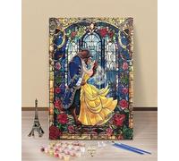 HOLXSW Paint by Numbers, DIY Adult Paint by Number Kits on Canvas Beauty and The Beast with Brushes Paint Kits for Adults Art Crafts for Home Wall Decor 16x20in