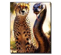 HOLXSW Paint by Numbers Kits for Adults Cheetah and Python DIY Oil Painting Digital Canvas Wall Art Home Decoration -16 * 20 Inch Frameless