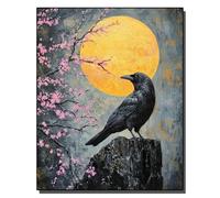 HOLXSW Paint by Numbers Kits for Adults Crows Under The Moon DIY Digital Oil Painting Gift Kits Pre-Printed Canvas Art Home Decoration -16 * 20 Inch Frameless