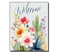 HOLXSW Paint by Numbers Kits for Adults Embroidery Thread symbolizes Welcome DIY Digital Oil Painting Gift Kits Pre-Printed Canvas Art Home Decoration -16 * 20 Inch Frameless