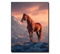 HOLXSW Paint by Numbers Kits for Adults Horses Under The Setting Sun Over Snow-Capped with Brushes and Acrylic Pigment DIY Digital Canvas Painting for Adults Beginner-16X20 Inch Frameless