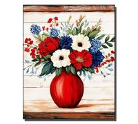 HOLXSW Paint by Numbers Kits for Adults Red, White and Blue Flower Language with Brushes and Acrylic Pigment DIY Digital Canvas Painting for Adults Beginner-16X20 Inch Frameless