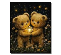 HOLXSW Paint by Numbers Kits for Adults Starry Night Bear Language with Brushes and Acrylic Pigment DIY Digital Canvas Painting for Adults Beginner-16X20 Inch Frameless