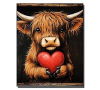 HOLXSW Paint by Numbers Loving Scottish Highland Cattle Kits for Beginners Adults DIY Art Decor Hand Painted Painting by Numbers Creative Gift Home Decoration 16x20 inch Frameless