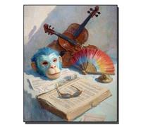 HOLXSW Paint by Numbers The Symphony of The Blue Monkey Face Kits for Beginners Adults DIY Art Decor Hand Painted Painting by Numbers Creative Gift Home Decoration 16x20 inch Frameless