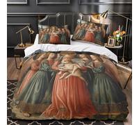 Holy Angel Holding A Female Shiba Inu Duvet Cover 3Pcs Set 3D Printed Medieval Painting Style Quilt Covers Set with Pillowcase Microfibre Bedroom Bedding Set Super King（260x220cm）