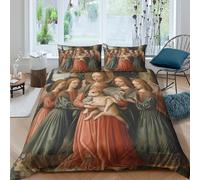 Holy Angel Holding A Female Shiba Inu Printed Bedding Set Microfibre Duvet Cover Set 3d Medieval Painting Style Theme Comforter Cover 3 Pieces for Kids Teens Adults King（220x240cm）