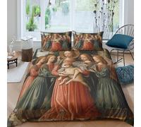 Holy Angel Holding A Female Shiba Inu Printed Bedding Set Microfibre Duvet Cover Set 3d Medieval Painting Style Theme Comforter Cover 3 Pieces for Kids Teens Adults Double（200x200cm）