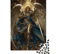 Holy Angel Warrior Jigsaw Puzzles Puzzle for Adults Kids. 1000 Piece Golden Blue Armor Impossible Challenge Toy Educational Game Home Decoration for Adults& Kids Age 14 Years Up 1000pcs (75x50cm)