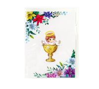 Holy Baptism Celebration Card - 20x15cm Inch Message Note, Premium Paper Greeting Card, babyy Shower Blessing Keepsake with Decorative Artwork | Congratulations Present for Friends and Girls