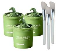 Holy Basil Bubble Deep Cleansing Mask, Holy Basil & Carbonated Water for Purifies Pores & Blackheads, Nourishes The Skin, Control Excess Oil, Gently Bubbles for Deep Cleansing (3Pcs)