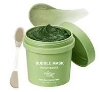 Holy Basil Bubble Deep Mask + BRUSH, Bubble Clay Mask, Deep Pore Cleansing Mask, Korean Blackhead Remover & Pore Minimizer, Natural Blackhead Remover, Bubble Wash-Off Pack