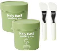 Holy Basil Bubble Deep Mask, Bubble Clay Mask, Holy Basil & Carbonated Water For Cleansing Pores & Blackheads, Control Excess Oil, Nourishes The Skin (2PCS)