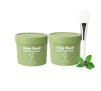 Holy Basil Bubble Deep Mask, Holy Basil Bubble Deep Mask, Gently Bubbles for Deep Cleansing, Nourishes The Skin, Control Excess Oil, Deep Cleansing Clay Mask To Bubble Wash-Off for Skin Glowing (2Pc)
