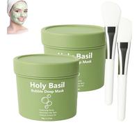 Holy Basil Bubble Deep Mask, Holy Basil & Carbonated Water for Cleansing Pores & Blackheads, Holy Basil Bubble Deep Cleansing Mask to Bubble Wash-Off, Suitable for All Skin Types (2PCS)