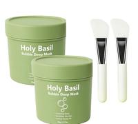 Holy Basil Bubble Deep Mask, Holy Basil & Carbonated Water For Cleansing Pores & Blackheads, Nourishes The Skin, Control Excess Oil, Deep Cleansing Clay Mask To Bubble Wash-Off For Skin Glowing (2PC)