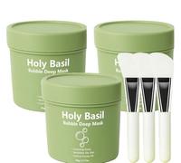 Holy Basil Bubble Deep Mask, Holy Basil & Carbonated Water For Cleansing Pores & Blackheads, Nourishes The Skin, Control Excess Oil, Deep Cleansing Clay Mask To Bubble Wash-Off For Skin Glowing (3PC)