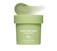 Holy Basil Bubble Deep Mask with Holy Basil & Green Clay - 90g with Spoon, Deep Cleansing Clay-to-Bubbles Mud Mask for Blackheads & Pores, All Skin Types, Non-Drying