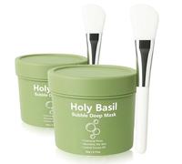 Holy Basil & Carbonated Bubble Deep Clay Mask - Foaming Wash-Off for Pore Cleansing, Oil Control & Glowing Skin (2pcs)