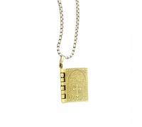 Holy Bible Book Pendant Necklace Charm 3D Openable Bible Verse Religious Christian Silver Alloy Cross Chain Locket Necklace for Men Women Lord's Prayer Birthday Mothers Day Fashion Jewelry Gifts, M