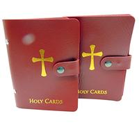 Holy Card Holder in Red with 20 Sleeves Per Booklet for Standard Size Prayer Cards, Set of 2