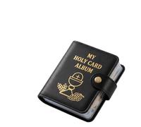 Holy Card Holder, PU Leather Prayer Card Wallet with Snap Closure, PVC Sleeves for Catholic Devotional Cards, Pocket Organiser, White (Black)